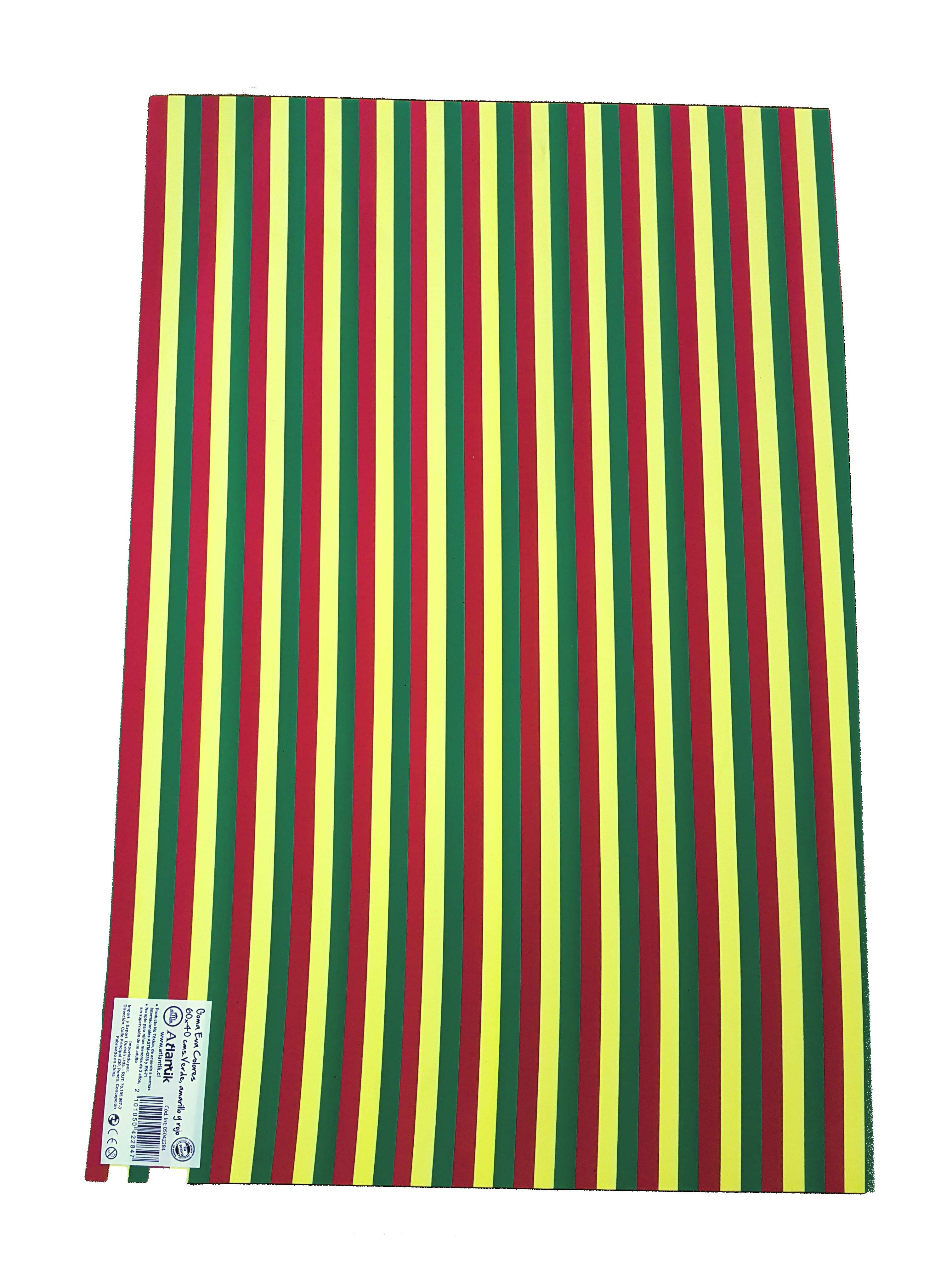 Foto Goma eva tricolor amarillo, verde y rojo